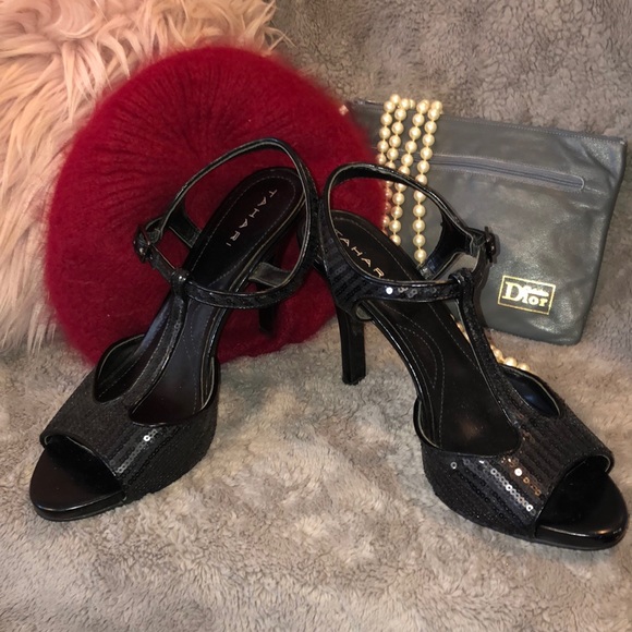 🖤🖤🖤 8 Tahari Beautiful black sequin pumps - Picture 5 of 11